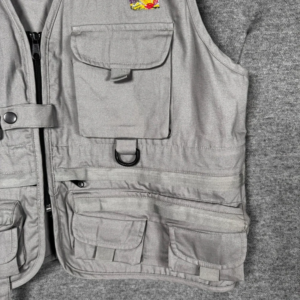 Vtg Danielson Classic Fishing Vest Mens Large Gray Multi-Pocket Cotton Utility